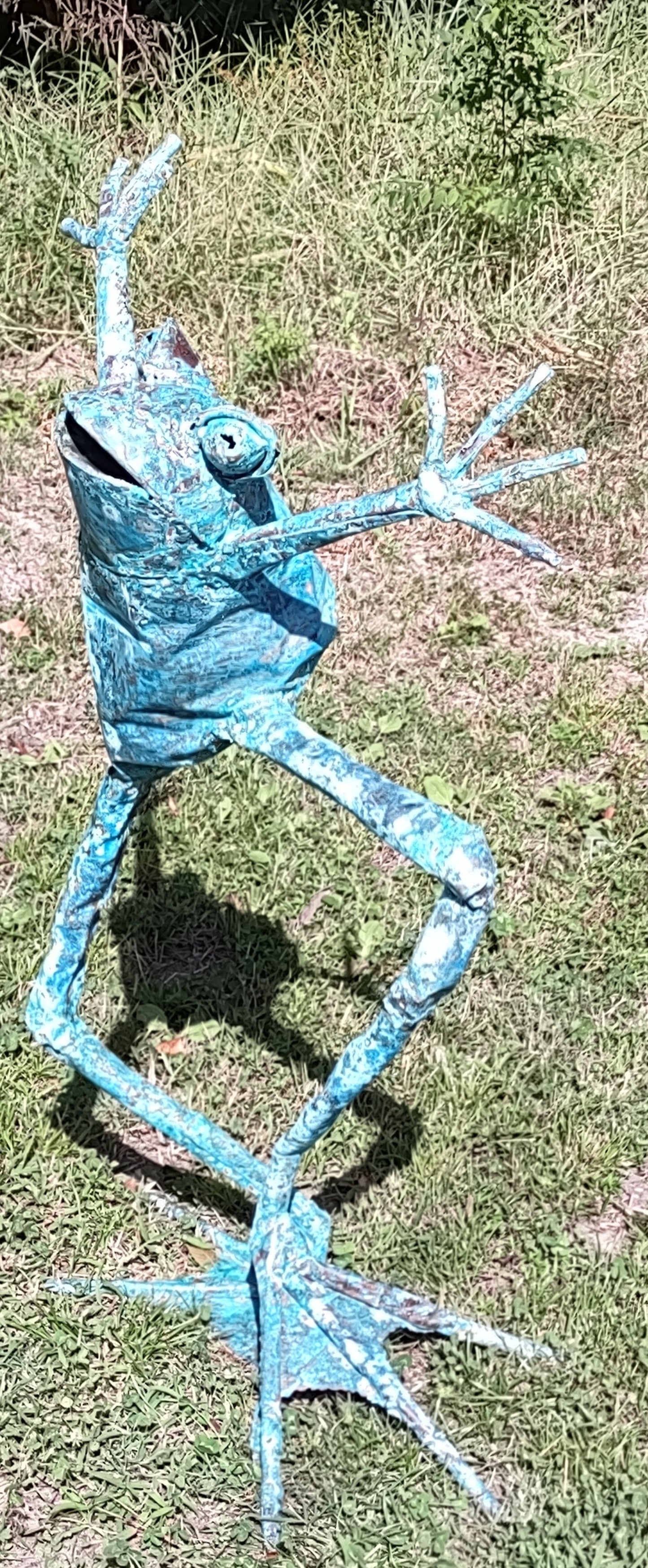 Dancer frog with fingers outstretched