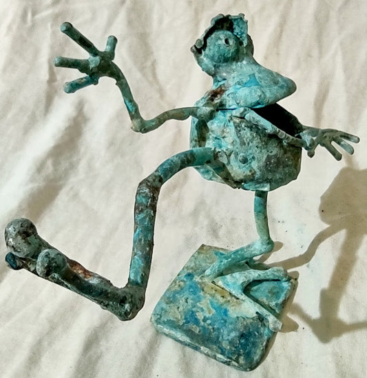dancing copper frog, leg extended #1