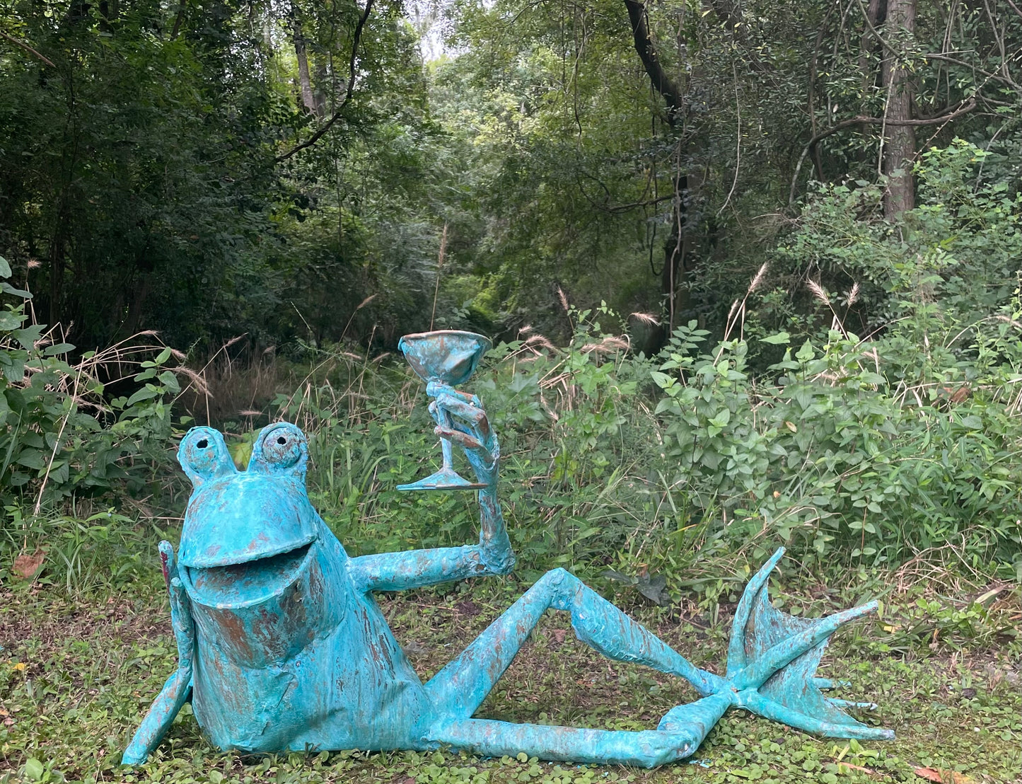 Lying down toasting frog