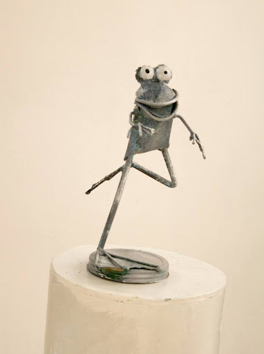 Steel Froglet On Peanut Butter Jar lid