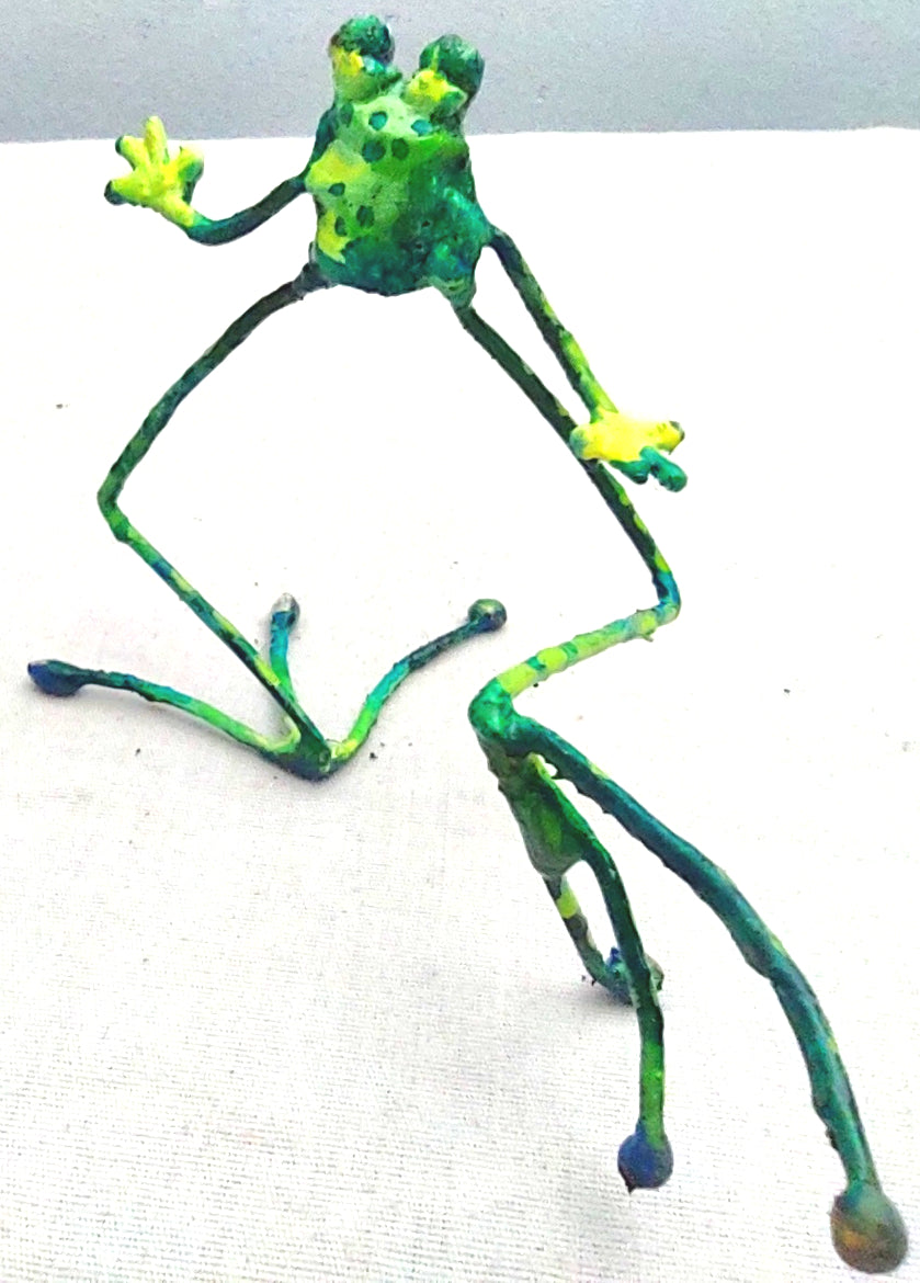 tiny steel painted frog running home #1