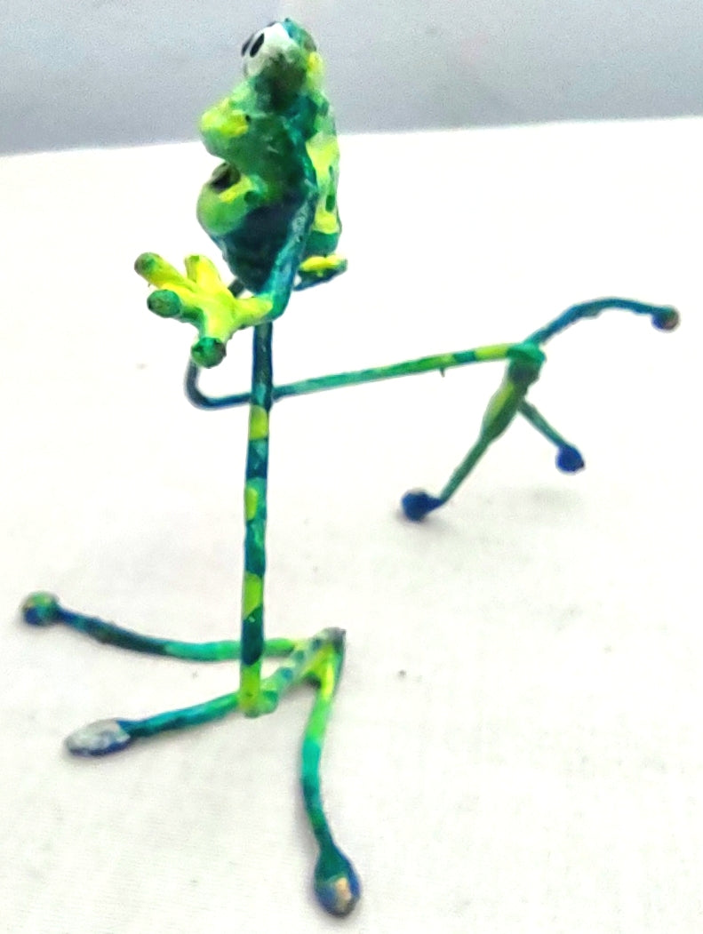 tiny steel painted frog running home #1